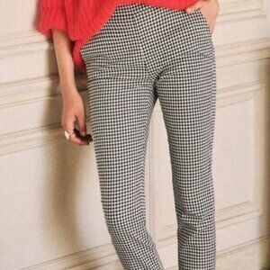 High-Waisted Cropped Pants Sézane – Black & Off-White Houndstooth FR 36 / US 4